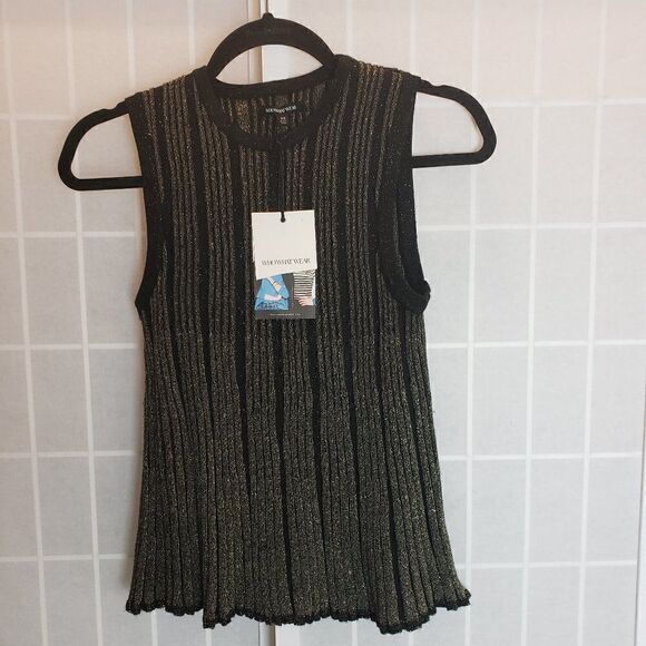 NWT - Who What Wear Sleeveless Gold Sparkle Sweater - Picture 1 of 5